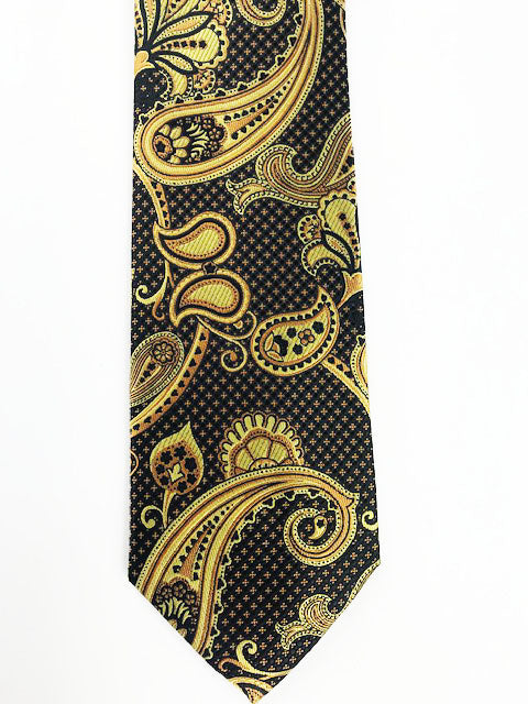 Black & Gold Paisley Designer Necktie Set