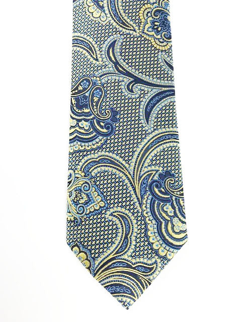 Royal Blue & Yellow Paisley Designer Necktie Set