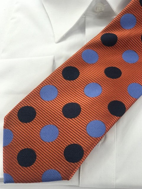 Orange & Blue Polka dot  designer necktie set