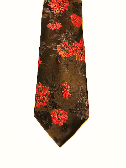 Black & Red tone on tone floral designer necktie set