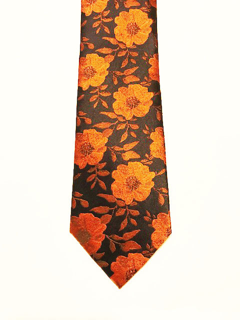 Burnt Orange floral designer necktie set