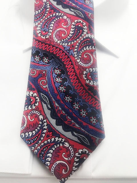 Blue and Red  paisley designer necktie