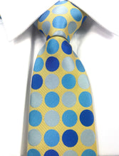 Gold and blue polka dot necktie set