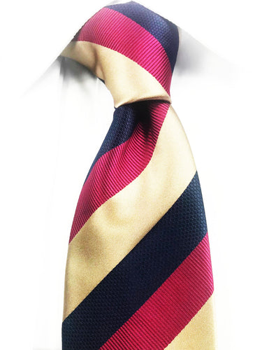 Classic gold, blue, and red striped necktie set