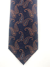 Navy and orange paisley pattern necktie set