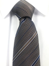 Brown with navy stripe necktie set