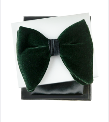 Large Green Velvet Bow tie Set