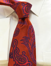 Orange and Blue Large Paisley Designer Necktie Set #3
