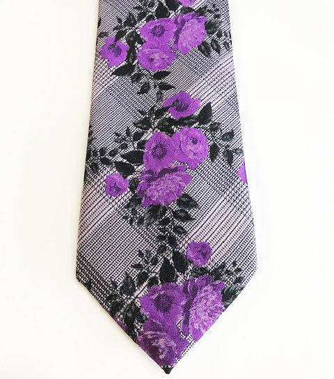 Purple Floral Necktie Set