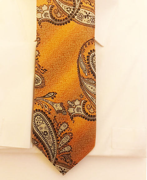 Gold, orange and black Paisley necktie set