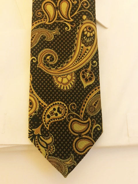 Black and gold paisley necktie set