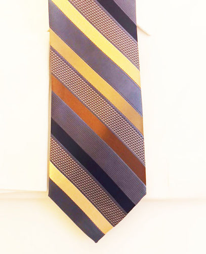 Blue Multi color striped necktie set