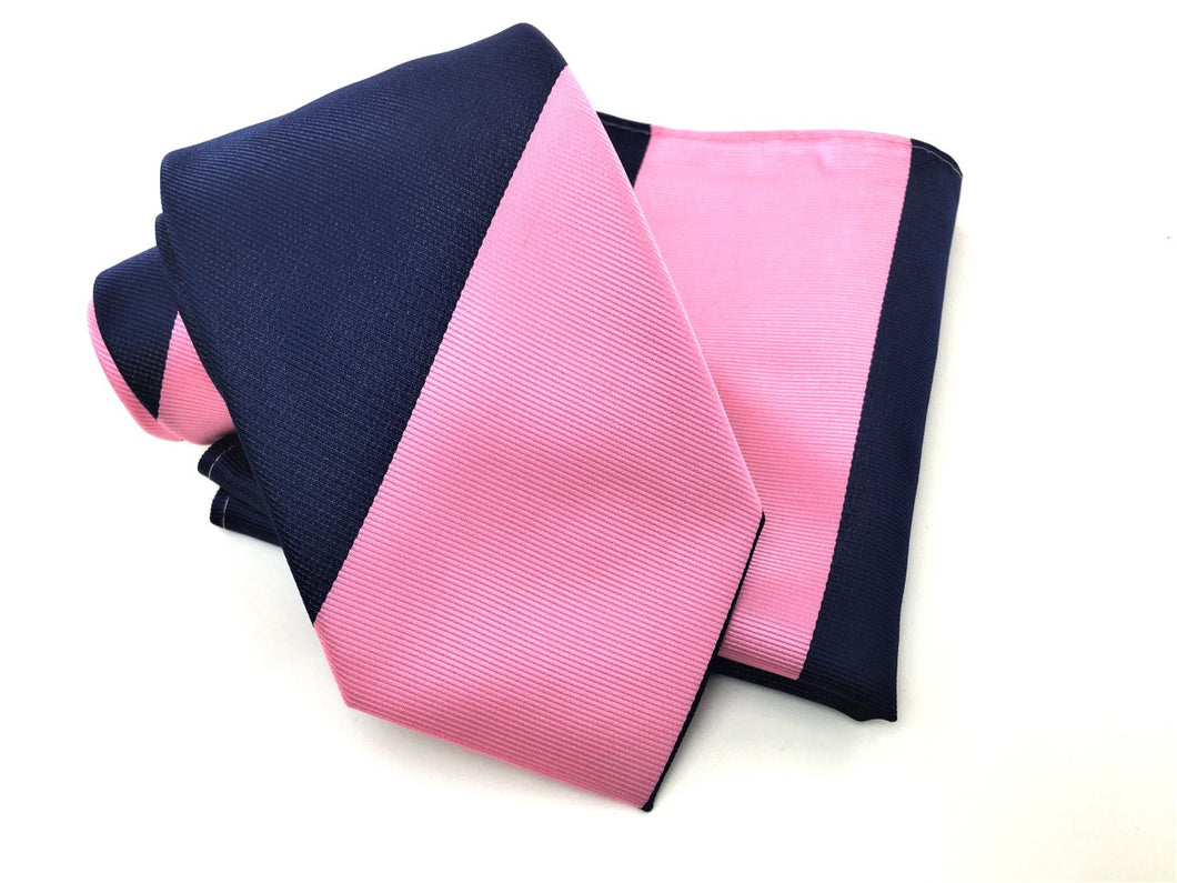 PB Pink and blue wide knot necktie set